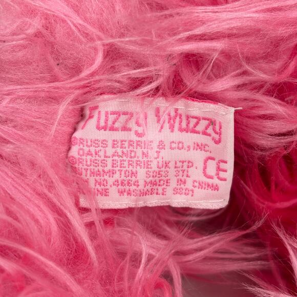 Russ Berrie Fuzzy Wuzzy Bunny Rabbit Plush Hot Pink Floppy Shaggy 14 Inch - Picture 8 of 8
